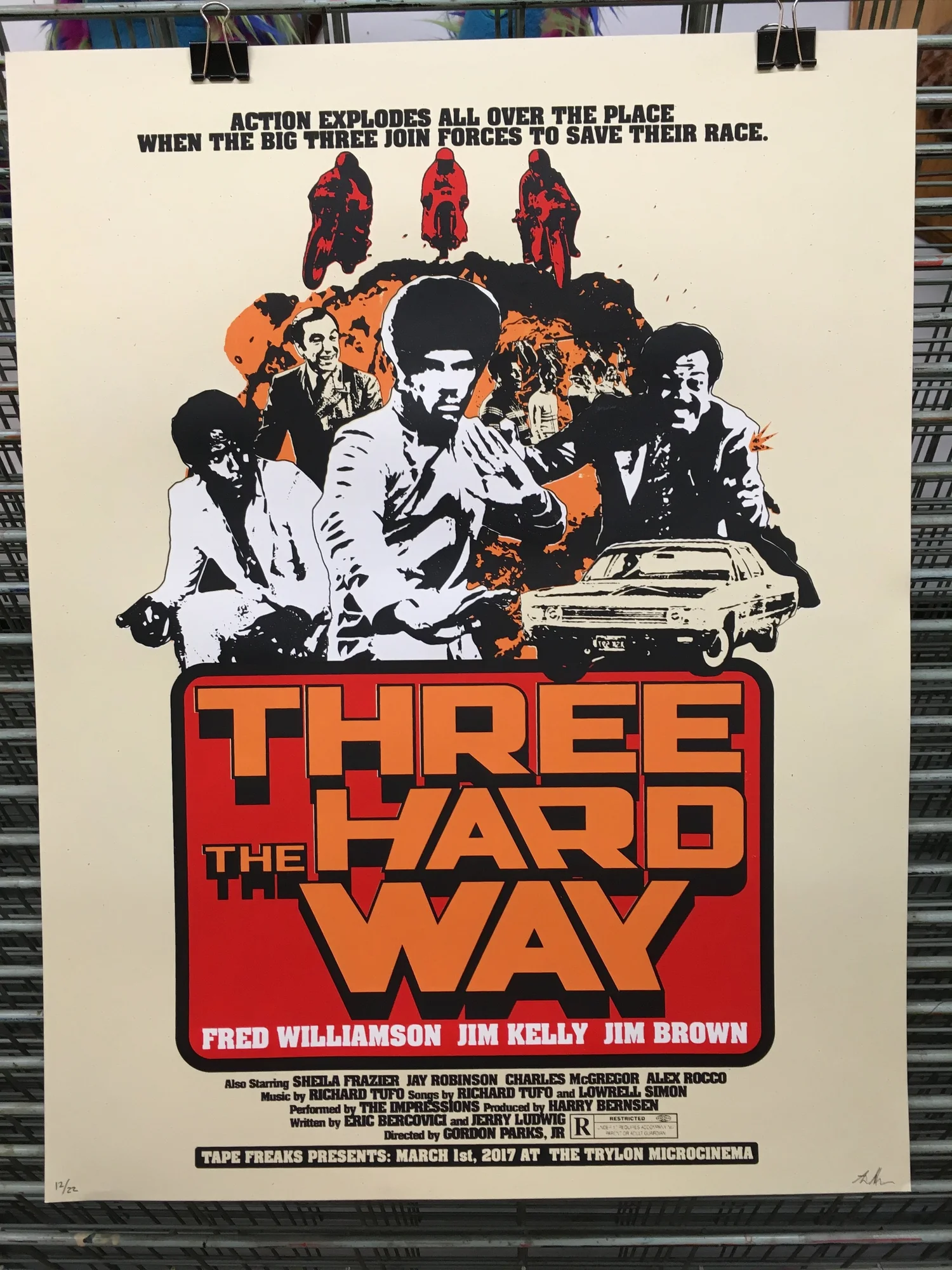 THREE THE HARD WAY SCREENPRINT POSTER — TIM MONSTERS! -